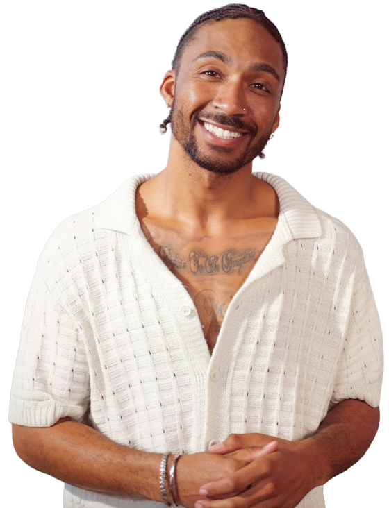 Man smiling, representing HIV care and treatment support services